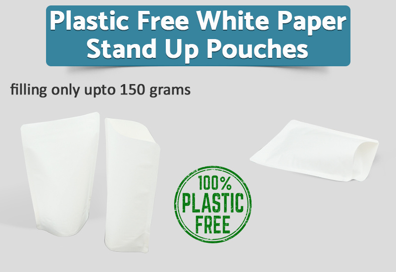 Plastic Free White Paper Stand Up Pouches